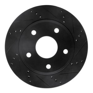 Dodge Dakota Brake Rotor (1) - Front Right - R1 Concepts - Drilled & Slotted - Black - `05-`11